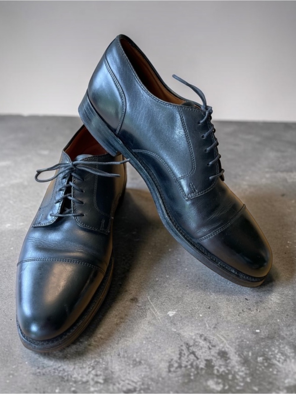 ALDEN New England Mens Black Cap Toe Oxford Lace Up Shoes Size 9.5 B/D